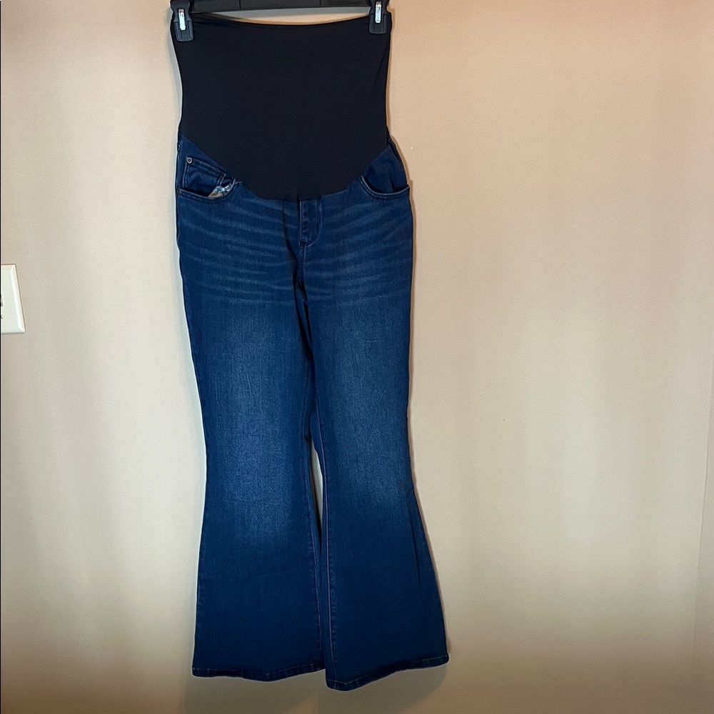 Sonoma Dark Blue Denim Flare Jeans with Black Maternity Panel